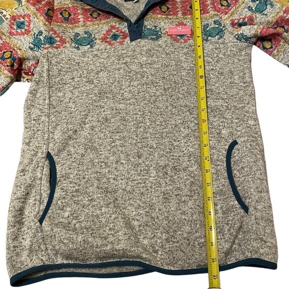 Simply Southern Women's Grey Pullover Crab Anchor Fleece Pullover 1/4 Snap - Picture 7 of 9